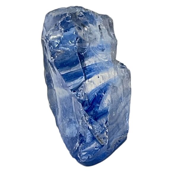 Satin Blue Layered Art Glass Cullet Glowing Manganese Slag Glass #5GL36 - Picture 6 of 8